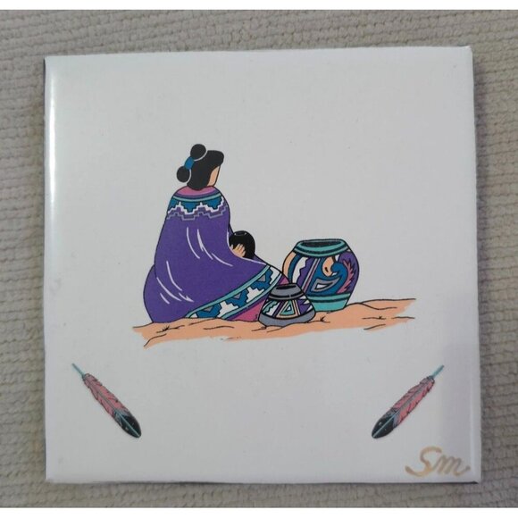 Lamosa Handcrafted Mexican Ceramic Tiles Vibrant Indigenous Art 4.25" x 4.25" - Picture 3 of 6